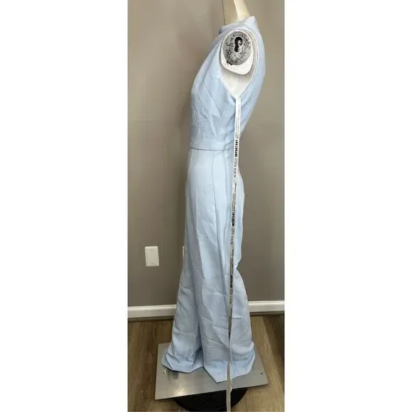 NWT Black Halo Crepe Pleated Shoulder Sleeveless Corrine Jumpsuit Maliblue Sz 0